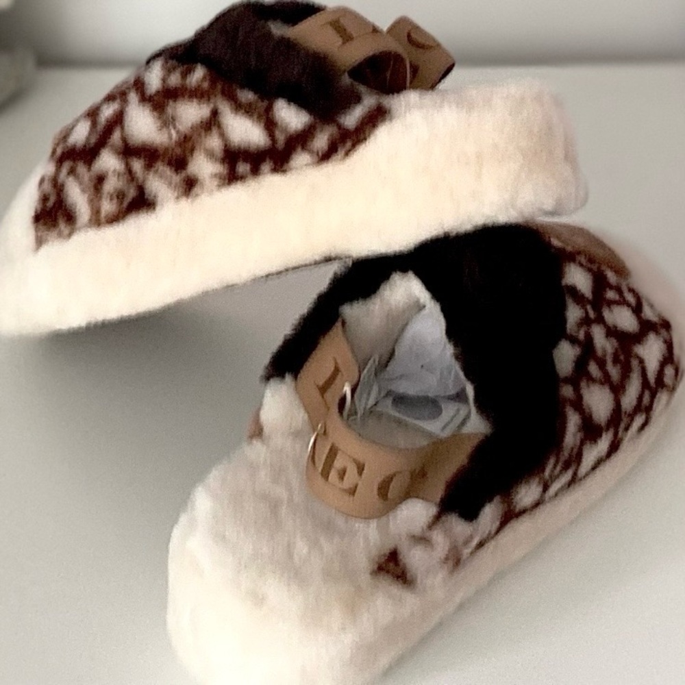 AUSTRALIA LUXE COLLECTIVE Printed Shearling Slingback Slippers